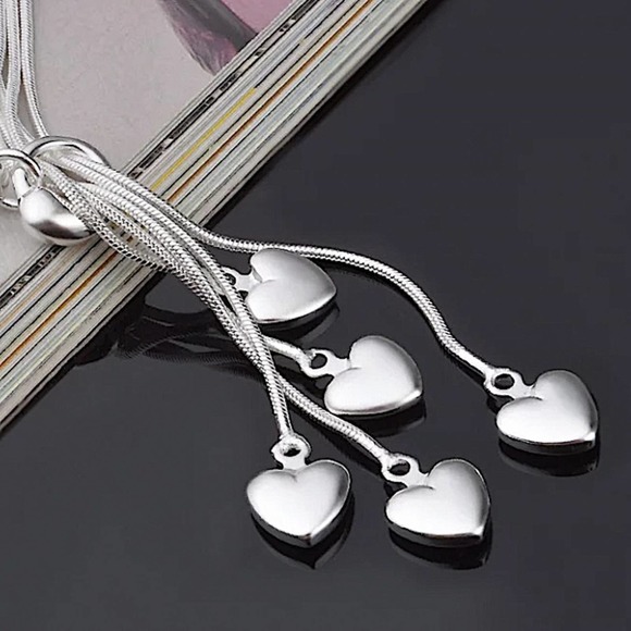 Sterling Silver Tassel Heart Charm Bracelet Resizable Adjustable - Picture 6 of 11